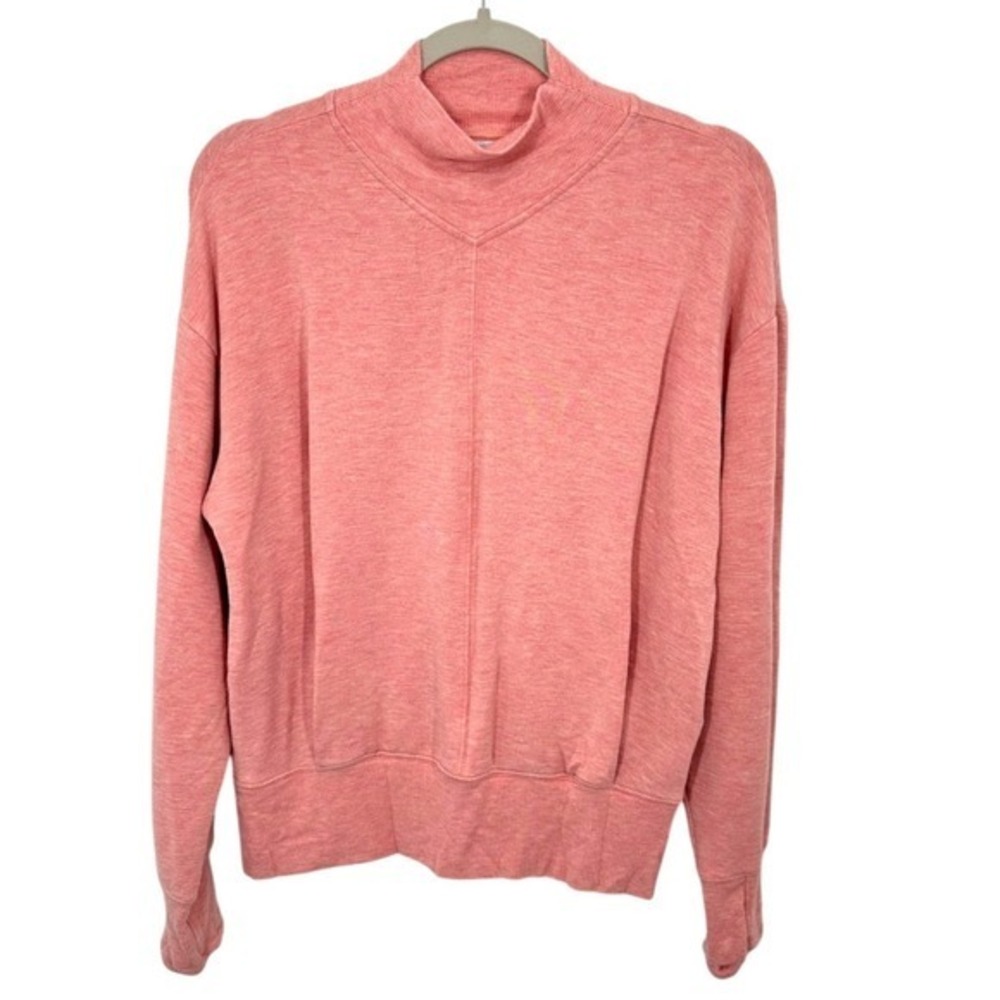 Athleta Pink Mockneck Sweater Cozy Soft Modal Thumbholes Athleisure Loungewear